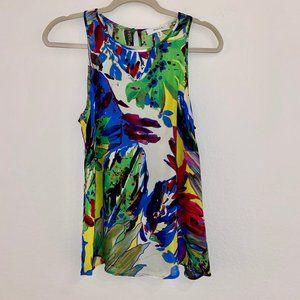 Milly 100% Silk Multi Color Print Sleeveless Top